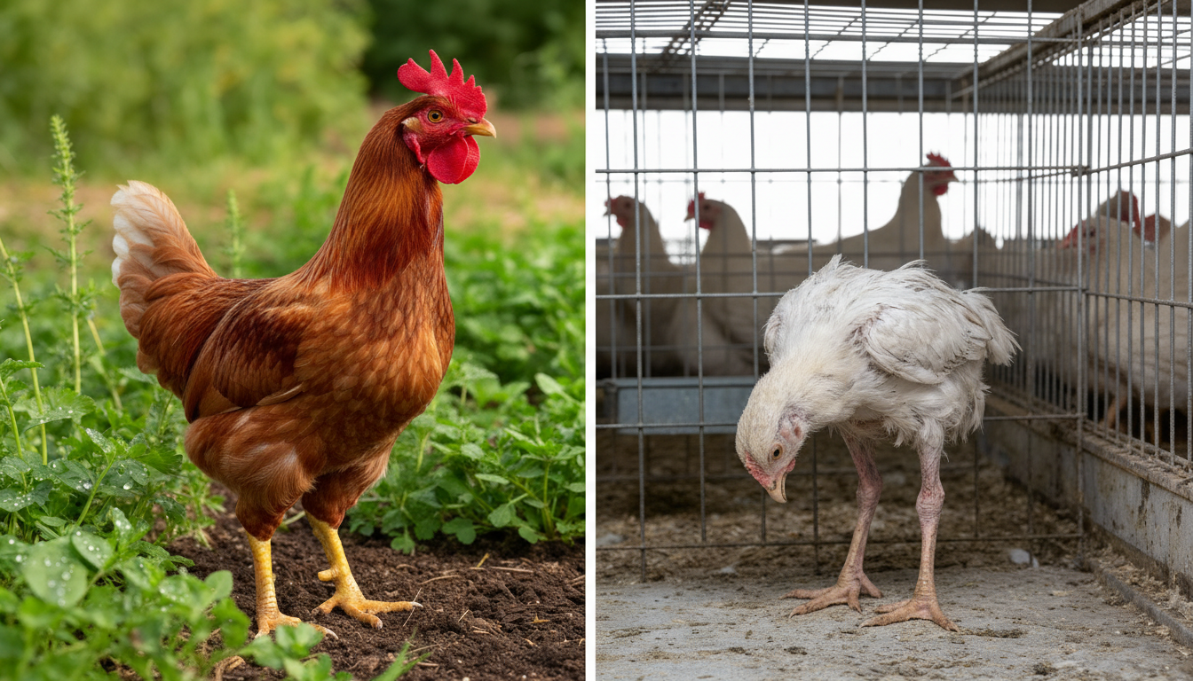 دجاج بلدي مقابل دجاج صناعي